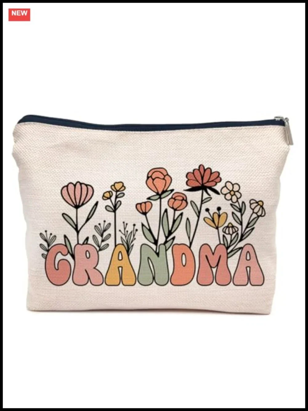Grandma Makeup Bag Linen Cosmetic Pouch Travel Toiletry Gift